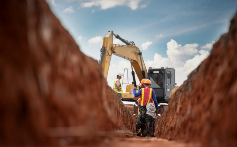 Digger and foundation earthworks
