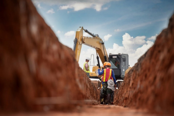 Digger and foundation earthworks