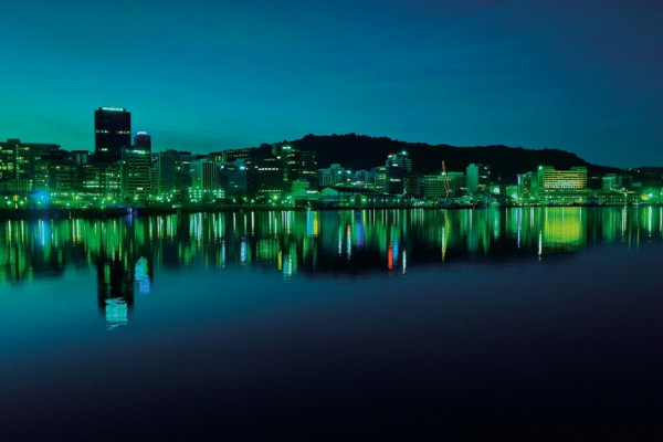 Wellington harbour at night