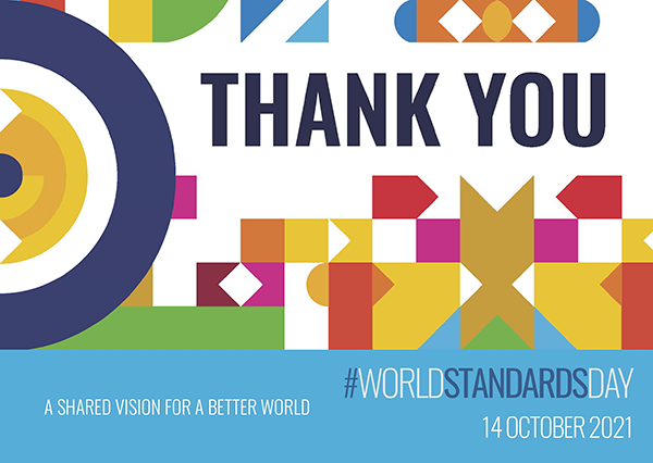 World Standards Day thank you card sent to all committee members in 2021